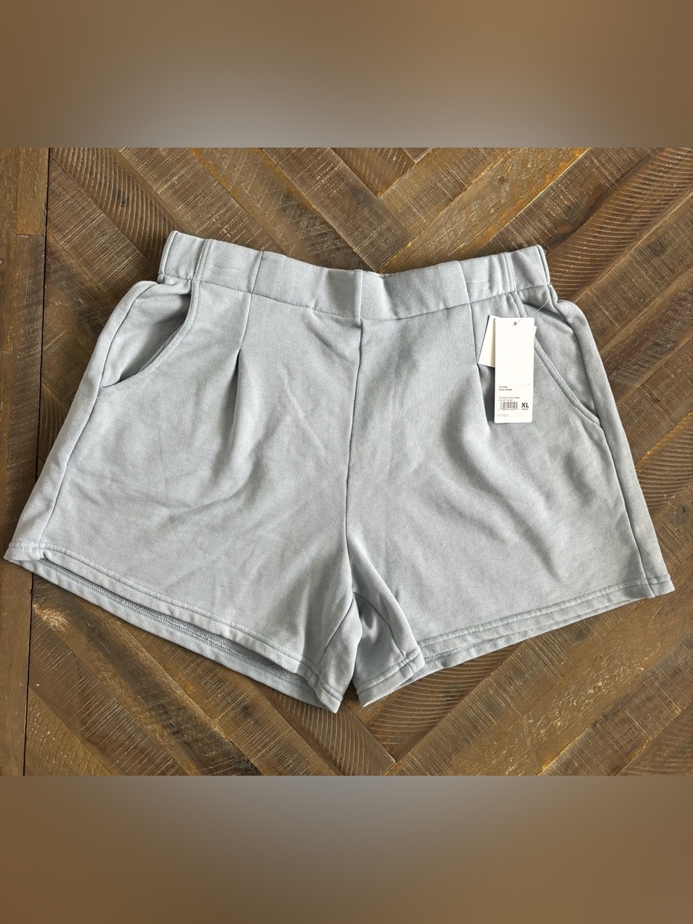 Yogalicious Eloise Women's Light Denim Terry Shorts Elastic Waist Pockets XL